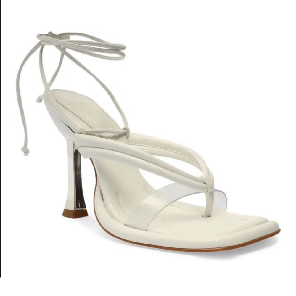 SCHUTZ White Strappy Ankle-Tie Heeled Sandals